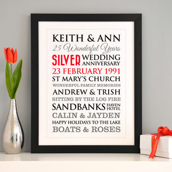 Personalised Silver Wedding Anniversary Art, 7 of 10