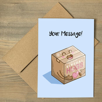 Box Of Virtual Hugs Personalised Cute Greeting Card, 2 of 2