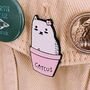 Pink And White Cute Cat Pun Enamel Pin, thumbnail 1 of 4