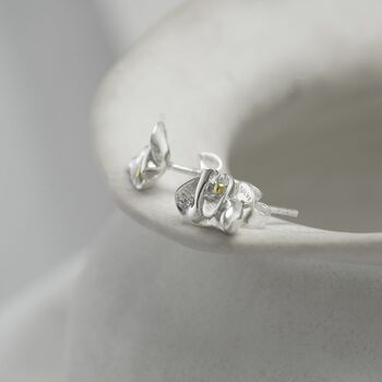 Contemporary Silver Flower Stud Earrings, 3 of 9