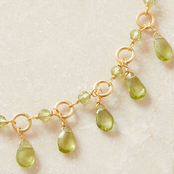 Peridot Beads And Gold Plated Silver Dangly Necklace, 3 of 11