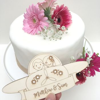 Personalised Wooden Plane Wedding Cake Topper, 4 of 6