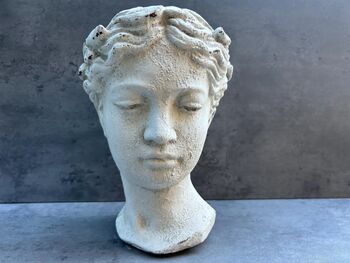 Roman Lady Head Plant Pot Handcrafted In/Outdoor Pot, 2 of 9
