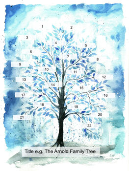 Winter Blue Personalised Family Tree Print, 4 of 8