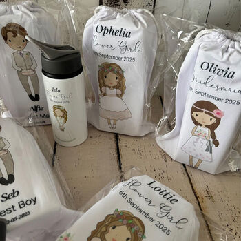 Personalised Flower Girl Water Bottle, Custom Bridal Party Favour, 3 of 7