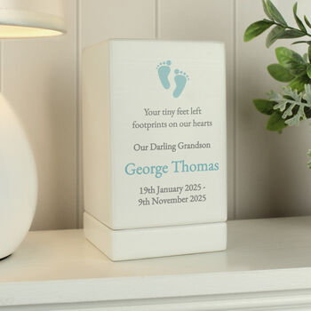 Personalised Baby Boy Small Wooden Urn, 3 of 3