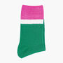 Glitter Mid Calf Ribbed Cotton Boot Socks Contrast Cuff Green Pink, thumbnail 3 of 3