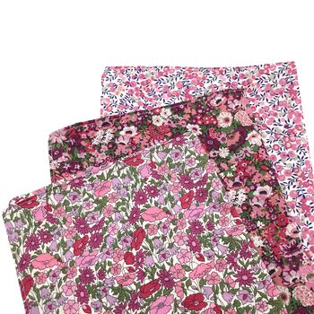 Box Of Three Hankies In Liberty Fabric Tickled Pink, 2 of 4
