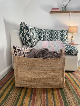 Extra Large Braided Jute Log Or Storage Basket, 2 of 5