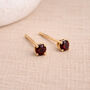 Solid 9ct Gold January Garnet Birthstone Stud Earrings – 4mm, thumbnail 1 of 7