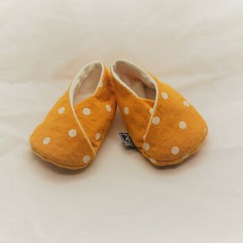 Yellow Spot Fabric Unisex Baby Shoes, 8 of 10