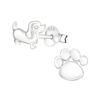 Silver Mismatched Dog And Pawprint Studs In A Gift Tin, 2 of 10