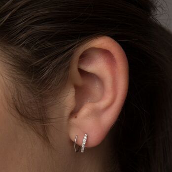 Sterling Silver Crystal Spiral Twister Earrings, 2 of 3