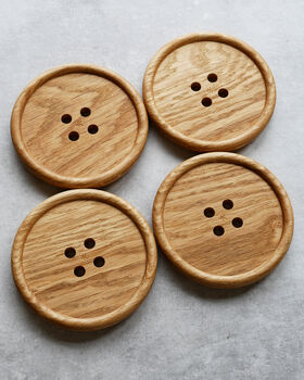 Wooden Oak Button Drink Coaster, 3 of 8