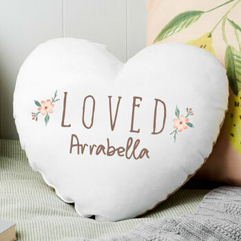 Personalised Floral Heart Name Cushion, 2 of 3