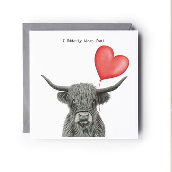 I Udderly Adore You Highland Coo Card, 2 of 6