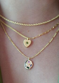 Peridot Heart Charm Double Chain Necklace, 7 of 10