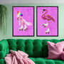 Personalised Pride Pink Cockatoo Rollerskates Art Print, thumbnail 1 of 6