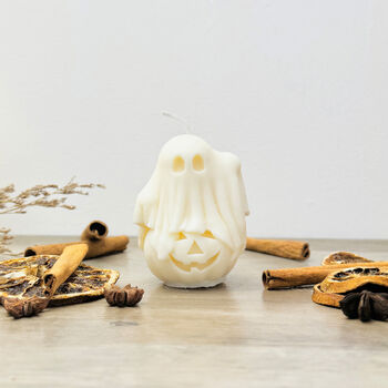 White Halloween Pumpkin And Spooky Ghost Candle, 10 of 10