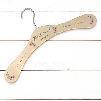Personalised Pink Floral Wooden Hanger Wood, 6 of 7