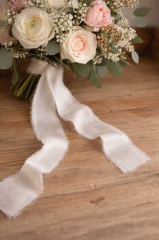 Chiffon Wedding Ribbon With Frayed Edge Ivory White 5m Roll, 3 of 3