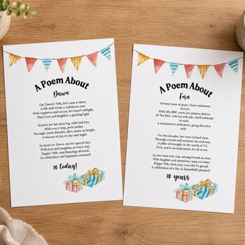 Personalised 70th Birthday Gift Print Special Poem, 3 of 10