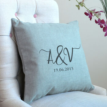 Personalised Initials And Date Piped Cushion, 2 of 4