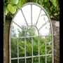 60cm Grey Garden Arched Mirror Distressed Metal Frame, thumbnail 3 of 3