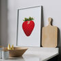 Strawberry Gold Leaf Watercolour Print, thumbnail 7 of 8