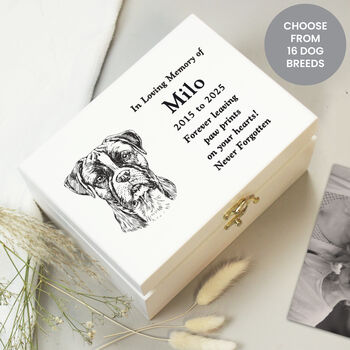 Personalised Dog Breed Memorial Keepsake Box, 2 of 3