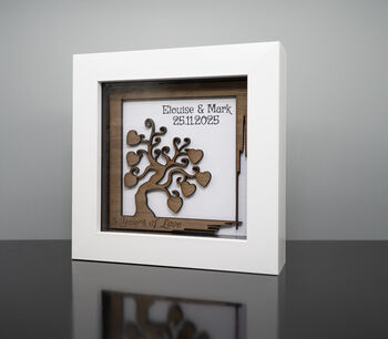 Personalised 5th Wood Anniversary Gift • Wooden Tree Keepsake Small Frame, 3 of 4