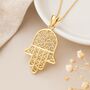 Personalised 9ct Gold Hamsa Pendant – Filigree Protection Necklace, thumbnail 1 of 7