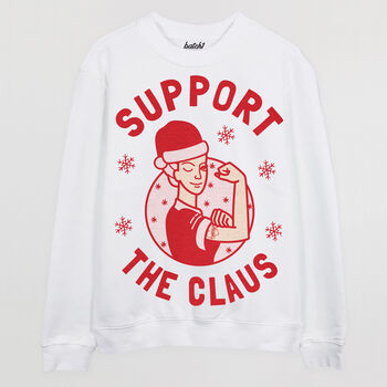 Support The Claus Women's Christmas Jumper, 8 of 8