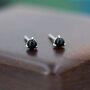 Natural Black Onyx Stud Earrings In Sterling Silver, thumbnail 2 of 12