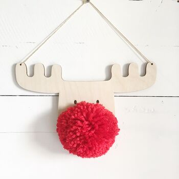 Wall Hanging Reindeer With A Pom Pom Nose, 2 of 6