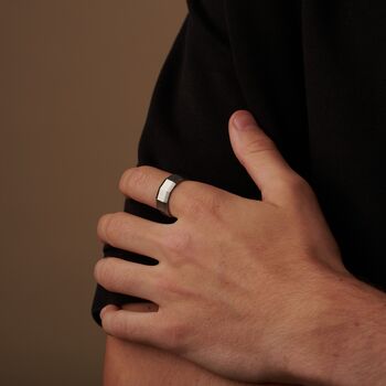Silver Engraved 8 Mm Geometric Band Ring For Men And Women, 9 of 12