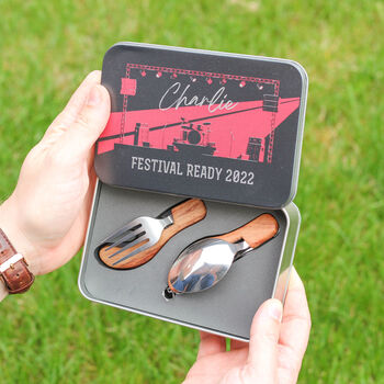Personalised Rock Festival Cutlery Tin Travel Gift, 4 of 4