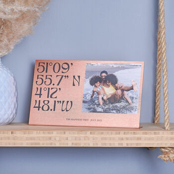 Personalised Copper Coordinates And Photo Metal Print, 6 of 7