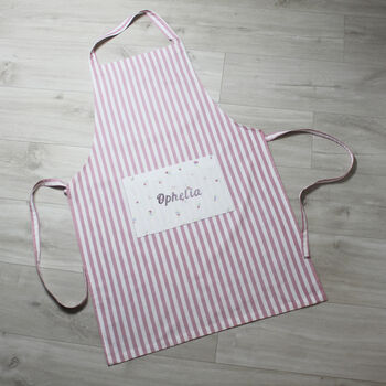 Personalised Adult Pink Stripe Apron, 3 of 6
