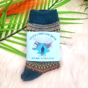 Men Wool Blend Personalised Label Socks,Stocking Filler, 7 of 12