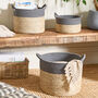 Emery Seagrass Grey Stripe Basket, thumbnail 1 of 6