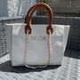 Personalised White Brown Large Chain Tote Beach Bag, thumbnail 4 of 7