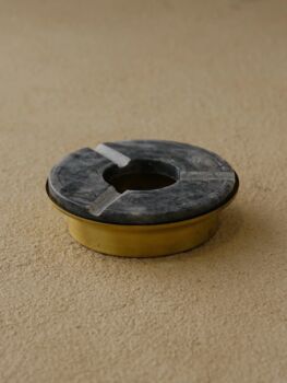 Handmade Beige Travertine And Brass Ashtray, 4 of 6