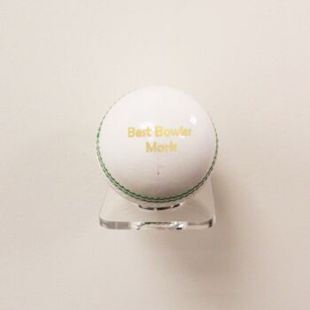 Personalised Vintage White Leather Cricket Ball, 4 of 6