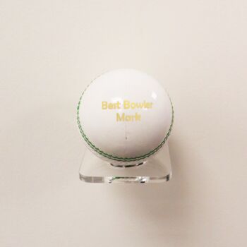 Personalised Vintage White Leather Cricket Ball, 4 of 5