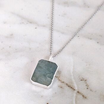 The Rectangle Aquamarine Necklace, Silver, 2 of 7