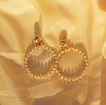 Embellished Pearl Twist Style Garland Stud Earrings, 2 of 2