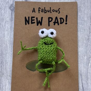 Frog Crochet New Home Housewarming Card Handmade, 6 of 12