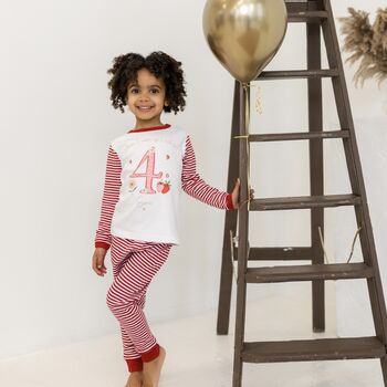 Girls Personalised Red Strawberry Birthday Pyjamas, 3 of 12
