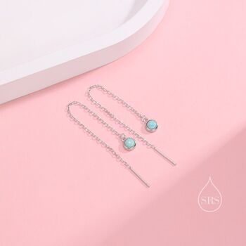 Tiny Green Opal Coin Ear Threader Earrings, 6 of 10